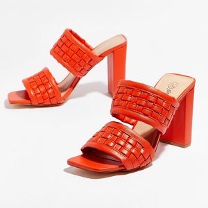 Nasty Gal | Woven Double Strap Heeled Mules